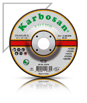 Karbosan Döküm Taşlama Disk T27 Bombeli 180x8,0x22,23 mm C 24 S BF80 - KAR910760