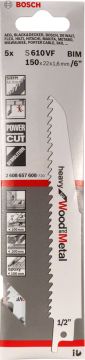Bosch Panter Testere Bıçağı Heavy For Wood And Metal S 610 VF 150 mm (5 Adet) - 2608657608