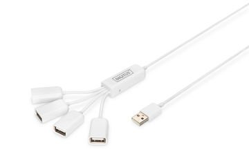 Assmann Digitus 4 Port Usb 2.0 Hub, Kablo Formunda Çok Kollu, Plastik Digitus Slim Spider Usb Hub