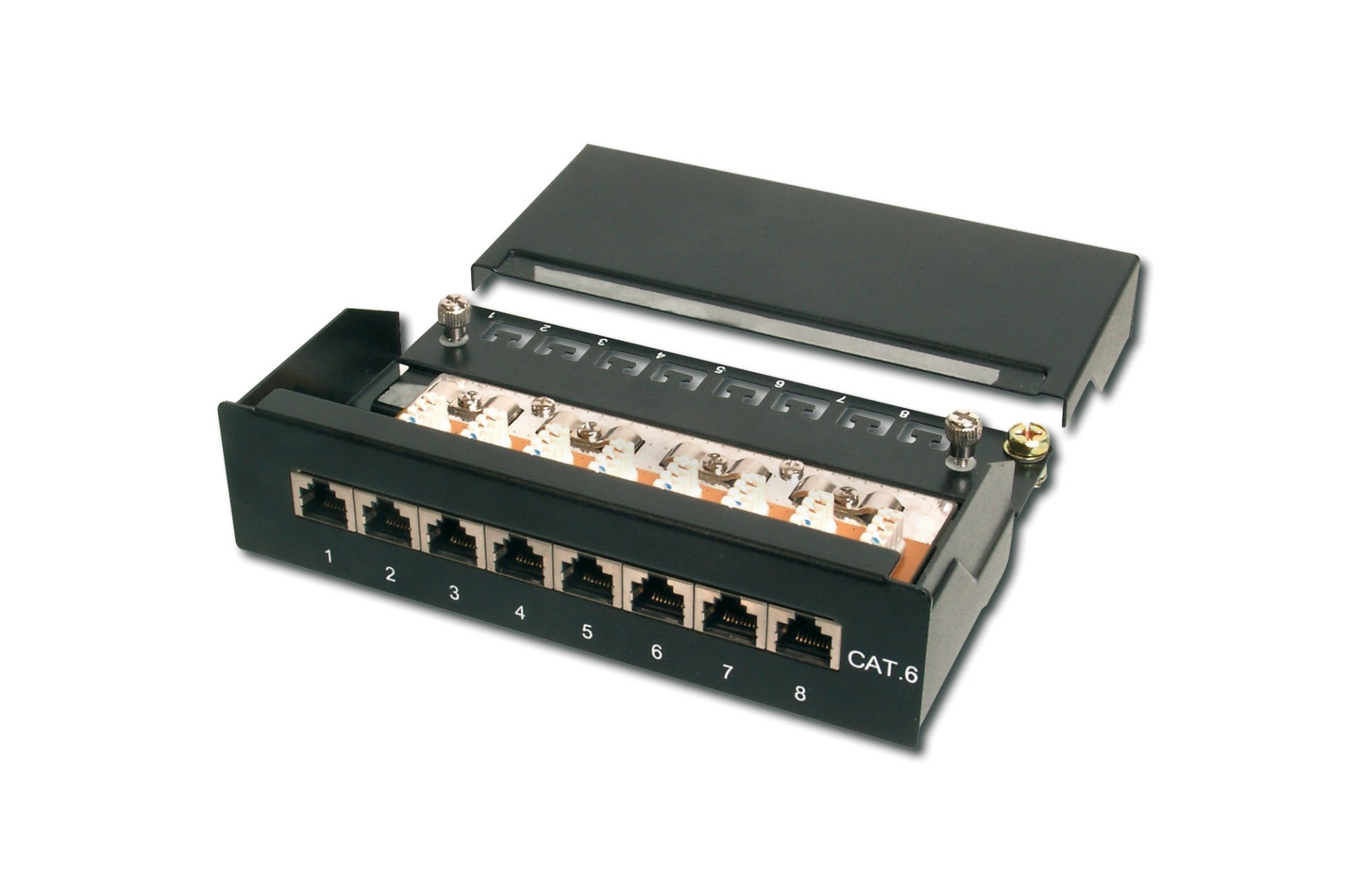 Assmann Digitus 8 Port Cat 6 Patch Panel, Class E, Masaüstü Tip, Zırhlı, Siyah Renk