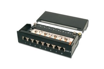 Assmann Digitus 8 Port Cat 6 Patch Panel, Class E, Masaüstü Tip, Zırhlı, Siyah Renk