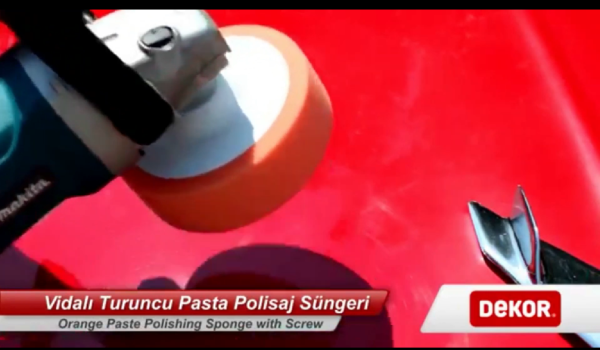 Dekor Rulo Turuncu Pasta Polisaj Süngeri Vidalı 15 Cm