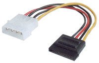 Assmann Dahili Güç Kaynağı Kablosu, Ide (4-Pin Molex) Erkek Sata 15-Pin Dişi, 0.15 Mt