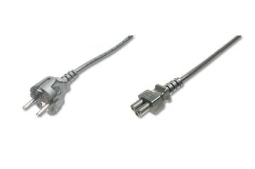 Assmann Güç Kablosu, Schuko Erkek - C5 Dişi, 1.8 Mt, H05Vv-F3G 0.75Qmm, 250V/10A, Siyah Renk