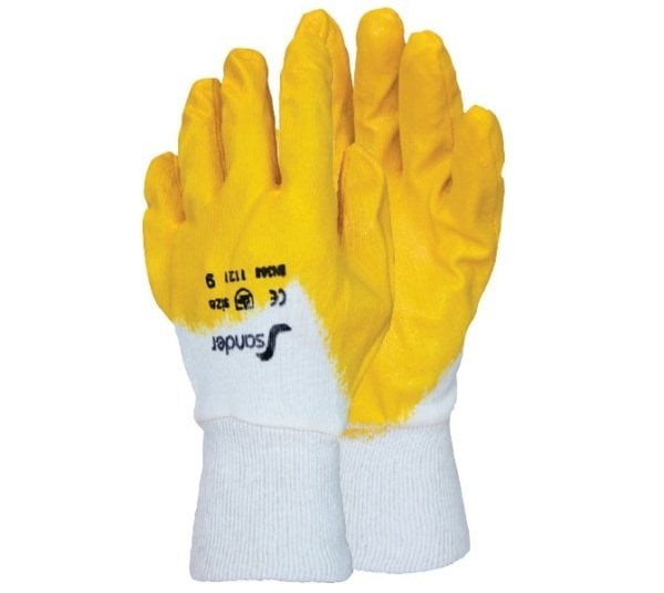 Sander Genel İş Eldiveni Nitril 3/4 NBR Sarı/Ekru No 10