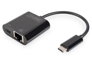 Assmann Digitus Usb Tip C Gigabit Ethernet Adaptörü Giriş: 1 X 10/100/1000 Port Çıkış: 1 X Şarj Özellikli Usb Tip C (Pd 2.0, 60W, 20V/3A) Erkek Port (Bilgisayar Bağlantısı İçin)
