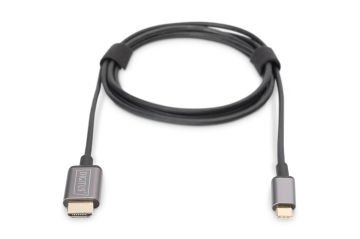 Assmann Digitus Usb-C Hdmı Görüntü Adaptör Kablosu, Uhd 4K/30Hz, 1.8 Mt, Siyah Renk, Metal Gövde