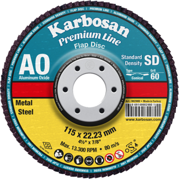 Karbosan Premium Line Alüminyum Oksit Standart Yoğunluk Flap Disk Konik 125 Mm 40 Kum