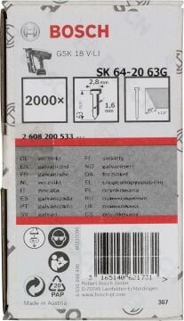 Bosch Gsk 18 V-Li İçin Galvaniz Başsız Çivi 63 Mm 2000 - 2608200533