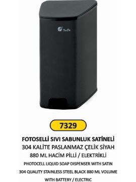 Arı Metal Fotoselli Sıvı Sabunluk 304 Paslanmaz Siyah 0,88 Lt