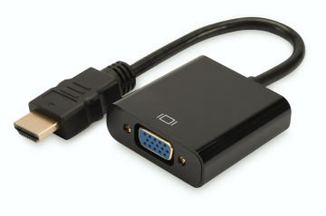 Assmann Hdmı Vga Çevirici Adaptör, Giriş: Hdmı A Erkek, 3,5Mm Audio Dişi, Çıkış: Vga Dişi, Siyah Renk