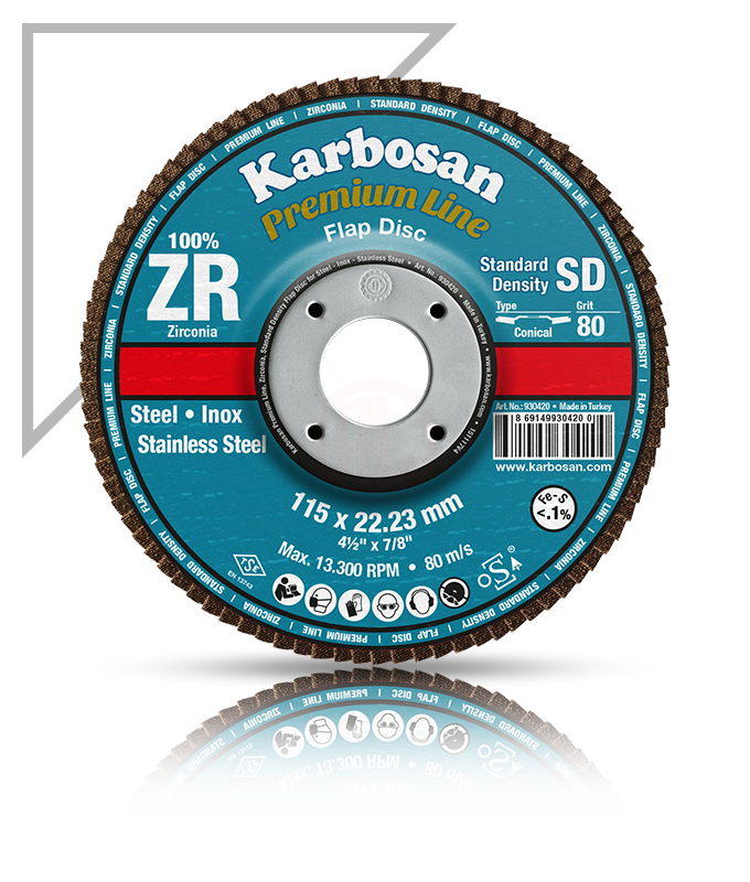 Karbosan Premium Line Zirkonyum Standart Yoğunluk Flap Disk Düz 115 mm 60 Kum - KAR983420
