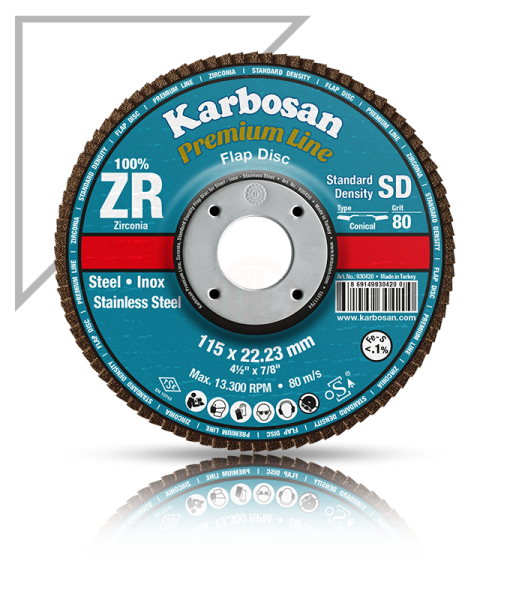 Karbosan Premium Line Zirkonyum Standart Yoğunluk Flap Disk Düz 115 mm 60 Kum - KAR983420