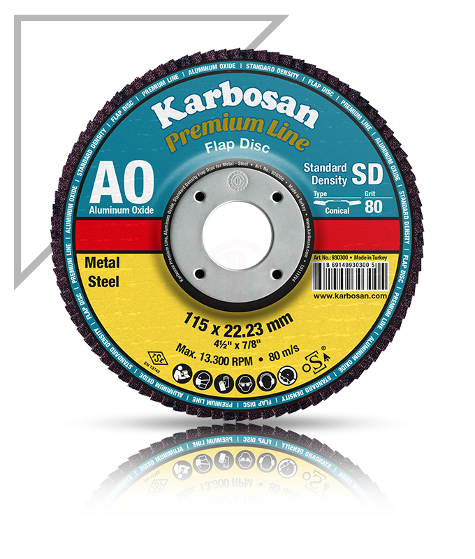 Karbosan Premium Line Alüminyum Oksit Standart Yoğunluk Flap Disk Konik 115 mm 60 Kum - KAR982980