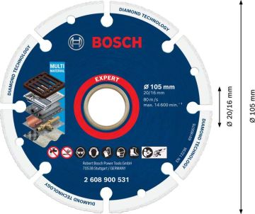 Bosch Metal Kesme Diski Diamond Metal Wheel 105x20/16 mm - 2608900531