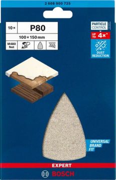 Bosch Ağ Zımpara Expert M480 100x150 mm 80 Kum (10 Adet) - 2608900725