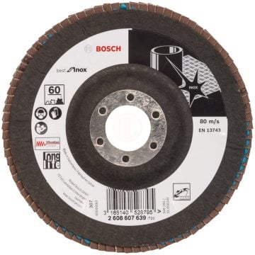 Bosch Zirkon Flap Zımpara Diski X581 Best For Inox Bombeli 125x22,23 mm 60 Kum - 2608607639