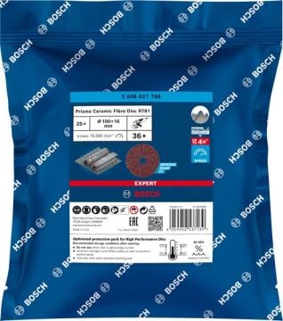 Bosch Seramik Fiber Zımpara Disk R781 Prisma 100 mm 36 Kum - 2608621788