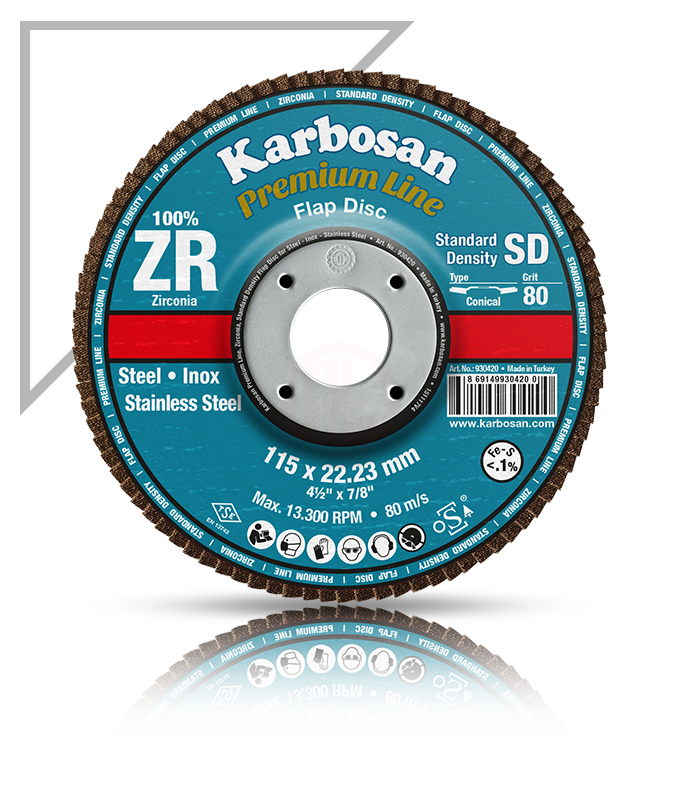 Karbosan Premium Line Zirkonyum Standart Yoğunluk Flap Disk Konik 115 mm 80 Kum - KAR983465