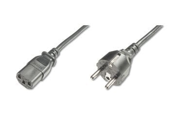 Assmann Digitus Güç Kablosu, Cee 7/7 (Typ-F) - C13 Erkek/Dişi, 1.8 Mt, H05Vv-F3G 0.75Qmm, Siyah Renk