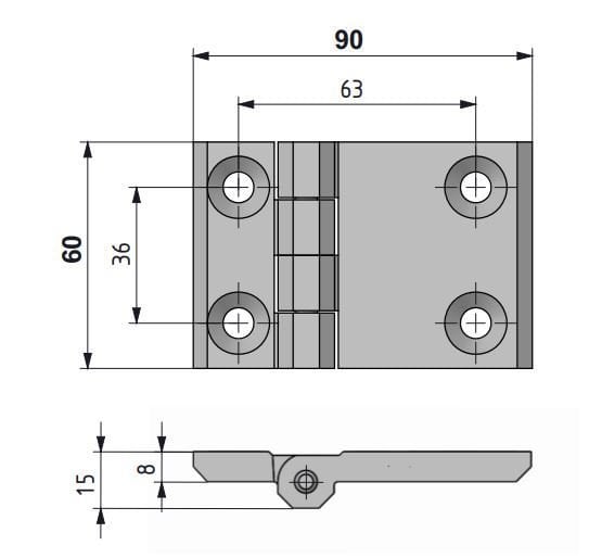 Mesan Yaprak Menteşe Zamak Krom Kaplamalı 60X90 Mm Düb