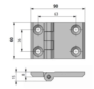 Mesan Yaprak Menteşe Zamak Krom Kaplamalı 60X90 Mm Düb