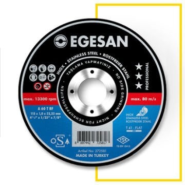 Egesan Kesme Diski Pro İnce Inox 115x1,0x22,23 mm (A 54 T BF)