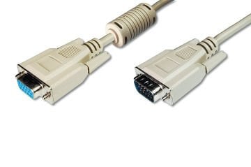 Assmann Vga Monitör Uzatma Kablosu, Dsub 15 Erkek Dsub 15 Dişi, 3Cf7C, Awg 28/30, 1.8 Mt, Bej Renk