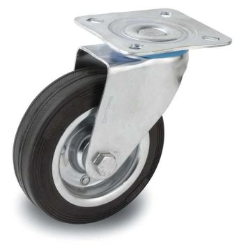 Mertsan Sabit Sac Cantlı Kauçuk Rulmanlı Tekerlek 125X40 Mm (125 Kg)
