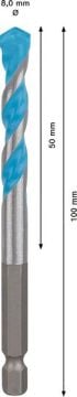 Bosch Çok Amaçlı Matkap Ucu Expert HEX-9 MC 8x100mm - 2608900581