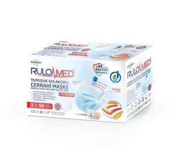 Rulopak Rulomed Elastik Kulakçıklı Maske 50 Li
