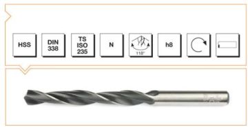 Makine Takım Silindirik Saplı Kısa Metal Matkap Ucu Hss Dın 338 Rn Haddeli 6,8X86 Mm