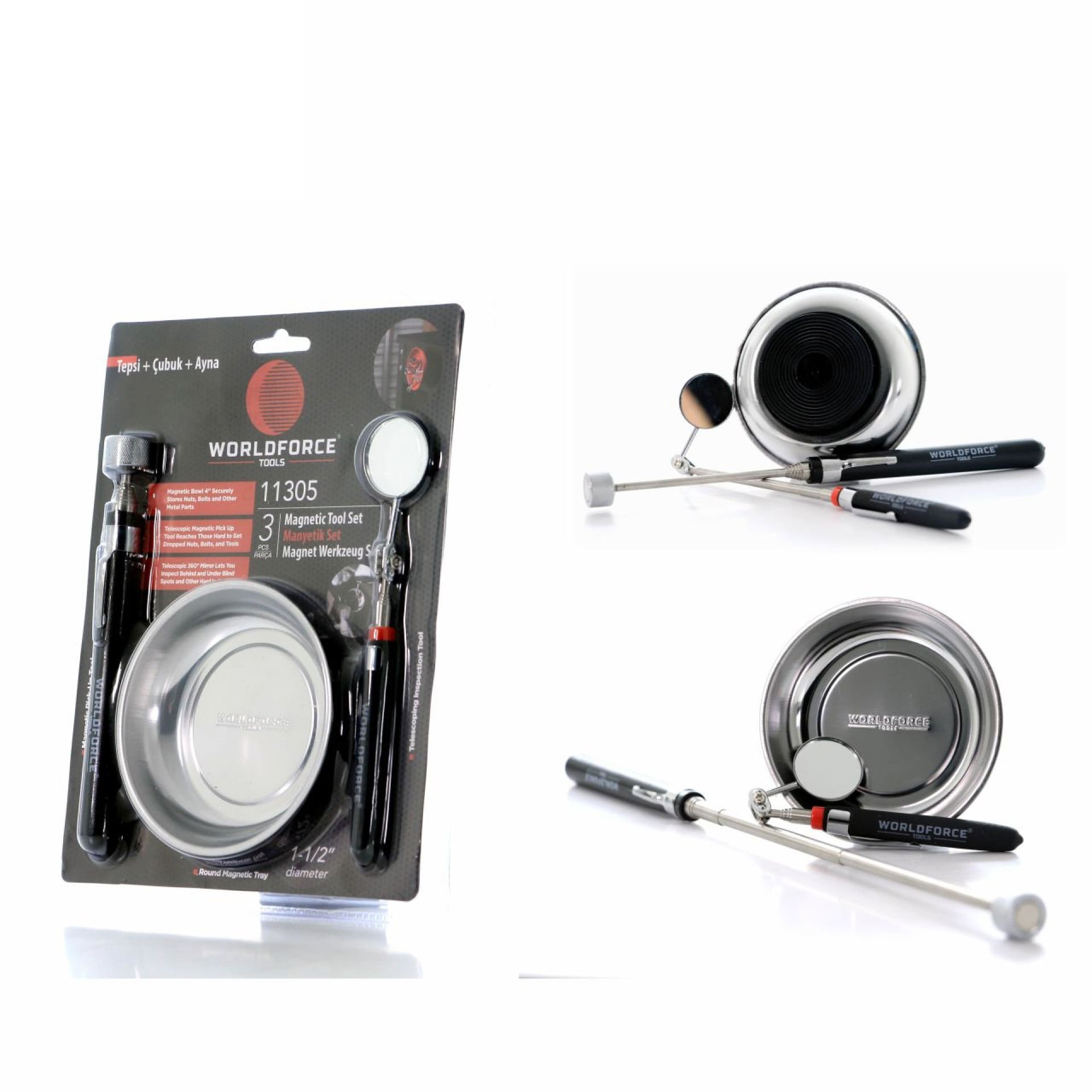Worldforce Manyetik Set 3 Lü (Tepsi + Çubuk + Ayna) (11305)