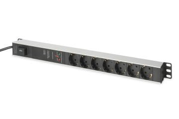 Assmann Digitus 1U Alüminyum Pdu/Power Distribution Unit (Elektrik Güç Dağıtım Ünitesi), Kabin Tipi, 16A, 4000W, 250Vac 50/60Hz, 7 X Cee 7/7 Priz, 2 Mt Kablolu