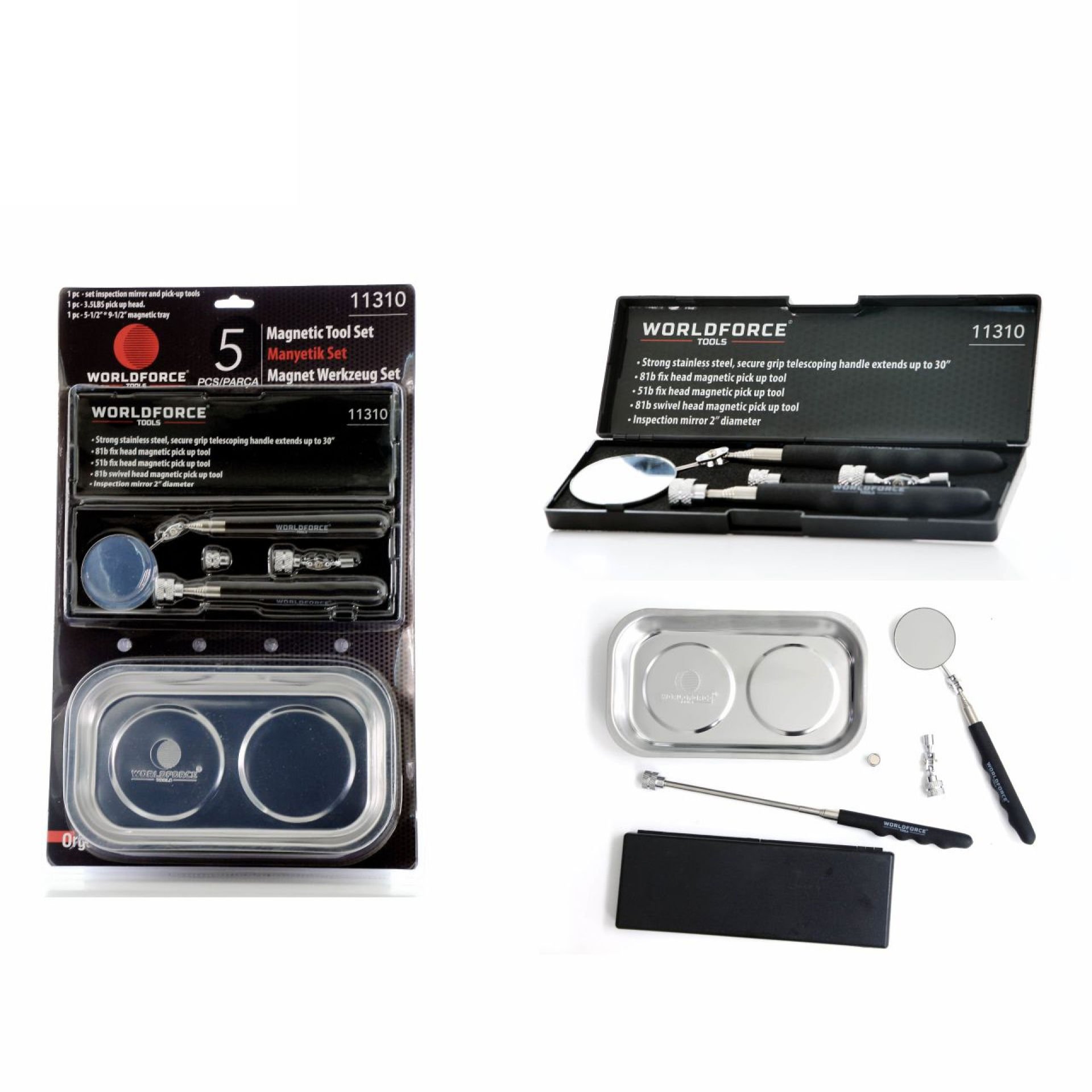 Worldforce Manyetik Set 5 Li (Tepsi + Led Çubuk + Ayna)