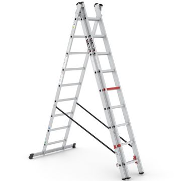 Çağsan Triomax Üç Parçalı Çok Amaçlı Alüminyum Merdiven 3x9 Basamaklı - TS185
