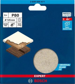 Bosch Ağ Zımpara Expert M480 Ø125 mm 80 Kum (5 Adet) - 2608900671