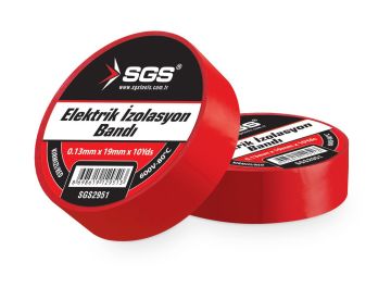 SGS 2951 Elektrik İzolasyon Bandı Kırmızı 19Mmx10Yrd