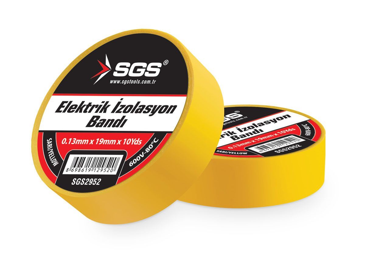 SGS 2952 Elektrik İzolasyon Bandı Sarı 19Mmx10Yrd