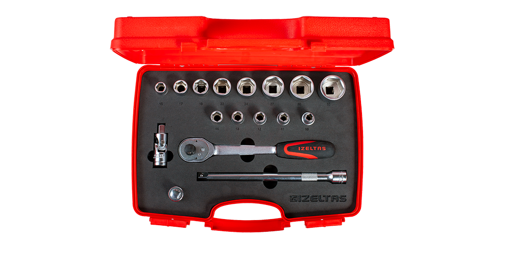 İzeltaş Altı Köşe Lokma Anahtar Takımı 1/2 İnç 17 Parça
