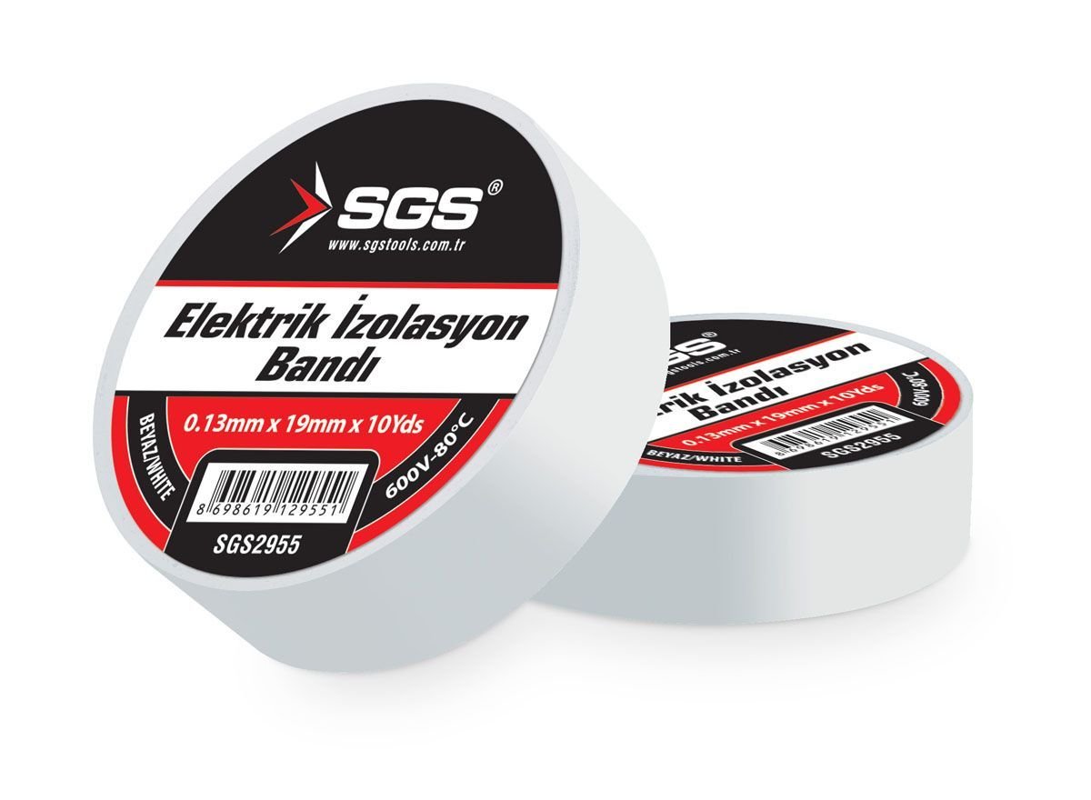 SGS 2955 Elektrik İzolasyon Bandı Beyaz 19Mmx10Yrd