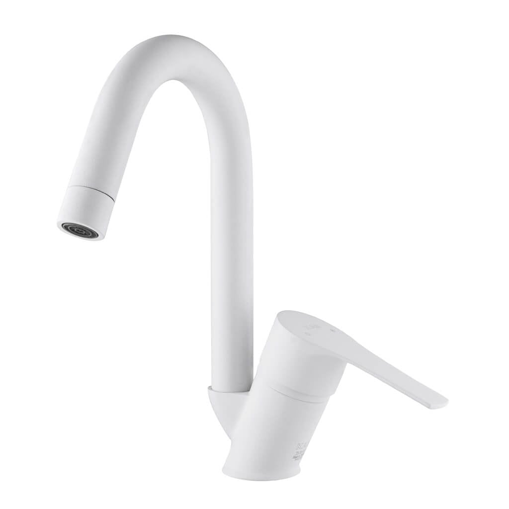 Kas Antoryum Kuğu Lavabo Armatürü Bianco