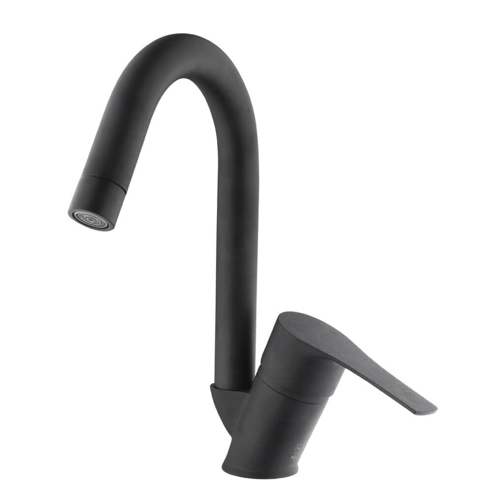 Kas Antoryum Kuğu Lavabo Armatürü Nero