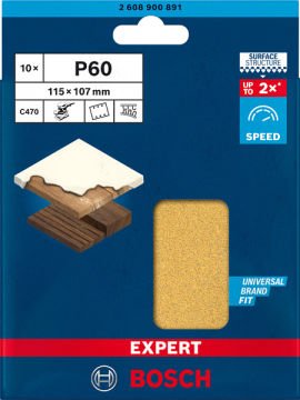 Bosch Expert Zımpara Kağıdı C470 115x107 60 Kum 6 Delikli 10 Lu Paket - 2608900891
