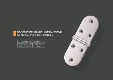 Armetal Sabit Kapak Tipi Menteşe Polisajlı 304 Kalite 38X118X2,0 Mm (Uzun Yuvarlak - Uzun Yuvarlak)
