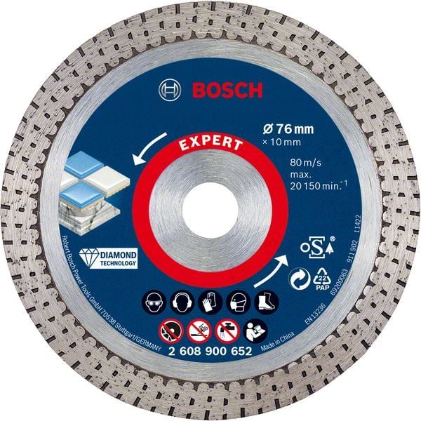 Bosch Elmas Kesme Diski Expert Hard Ceramic 76 mm - 2608900652