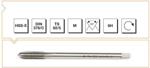 Makine Takım Mte Metrik Normal Vidalı Düz Kanallı Makina Kılavuzu Hss-E Dın 376/C (6H) M18 X 125 Mm