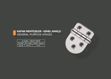 Armetal Sabit Kapak Tipi Menteşe Polisajlı 304 Kalite 38X54X2,0 Mm (Kısa Kare - Kısa Yuvarlak)