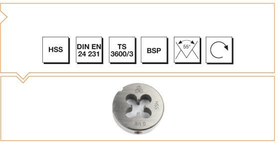 Makine Takım Mte Whitworth Boru Vidalı Pafta Lokması Hss Dın En 24 231 G 3/8 İnç X 19 G/İnç