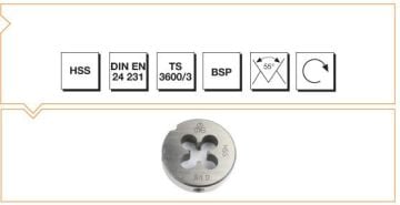 Makine Takım Mte Whitworth Boru Vidalı Pafta Lokması Hss Dın En 24 231 G 3/8 İnç X 19 G/İnç